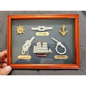 Vintage Sailor's Nautical Knot Wooden Frame Shadow Box 8" X 6"